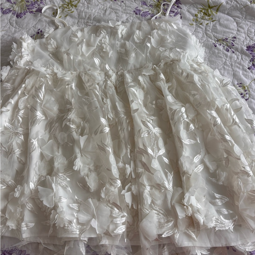 Plus size bridal bachelorette dress - puff baby doll style dress with 3D lace